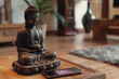 Multiple Zen meditation apps are displayed on a smartphone screen - indicating the modern approach to achieving mindfulness and relaxation - wide