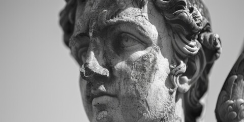 Poster - Detailed close up of a man's face statue, suitable for various projects