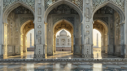 Wall Mural - Taj Mehal Detailed High QUALITY Wallpaper generated in AI