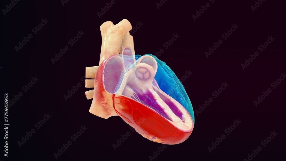 Human heart cross section 3d illustration Stock Illustration | Adobe Stock