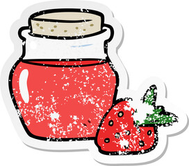 Poster - distressed sticker of a cartoon jam jar