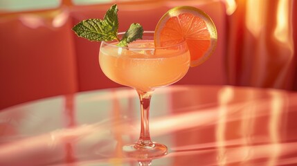 Poster - A glass filled with a drink on a table, suitable for food and beverage concepts