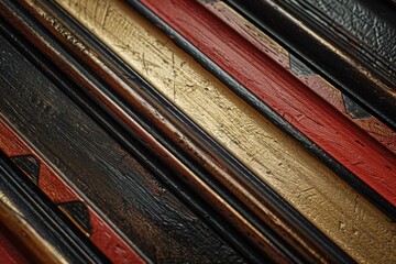 Poster - A close-up view of a bunch of wooden boards. Suitable for backgrounds or textures