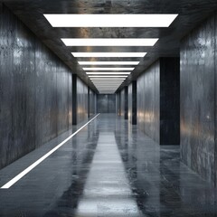Poster - A long hallway with a light at the end. Suitable for concepts of hope and new beginnings