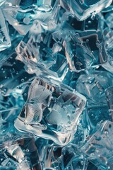 Poster - A pile of ice cubes stacked on top of each other. Perfect for summer refreshment concepts