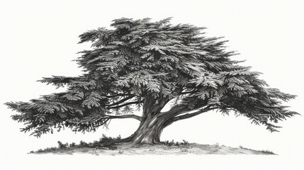 Poster - Simple black and white drawing of a tree. Suitable for various design projects