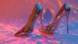 Stylish glitter shoes on vibrant backdrop, perfect for fashion blogs