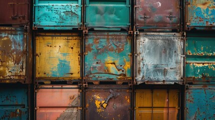 Aufkleber - Close up shot of rusty containers, suitable for industrial concepts