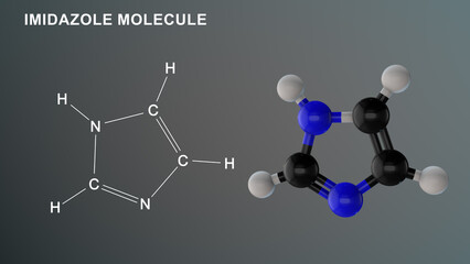 imidazole molecule structure 3d illustration