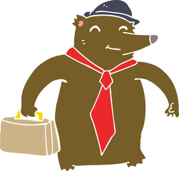 flat color style cartoon business bear