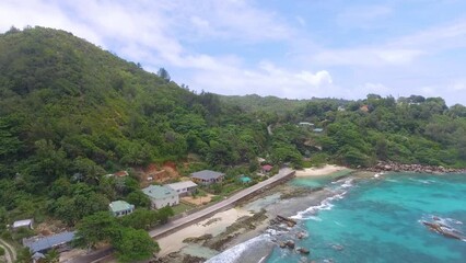 Canvas Print - Praslin, Seychelles. Aerial view of Pointe Consolation