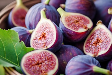 Poster - Aromatic Fresh figs background. Nutrition vitamin. Generate Ai