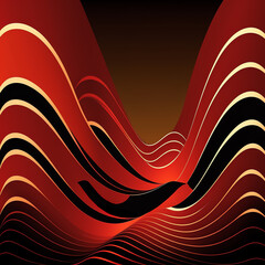 Wall Mural - Curves graphic red black wave abstract background