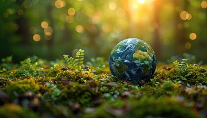 Wall Mural - a planet with a green forest on it by ai generated image