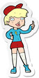 sticker of a cartoon skater girl giving thumbs up symbol