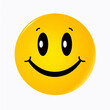 Classic yellow smiley face with black eyes and a wide smile against a white background