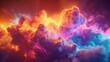 A 3D render of a colorful cloud with glowing neon of radiant gold and yellow