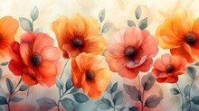 Background With Seamless Flower Pattern. Watercolor Background.