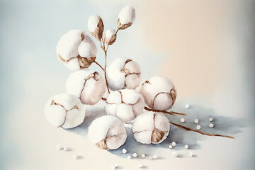 Cotton balls white soft plant blossom bud twig