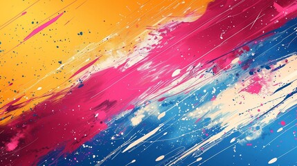 Poster - Textured abstract background design, yellow background with pink and blue stripes and shapes, big size, site headers, booklet covers, backgrounds for business banners, long textural design.