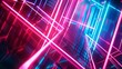 3D render. Abstract futuristic neon background. Laser lines glow against a metallic backdrop. Ultraviolet spectrum. Chaotic zigzag inside the virtual space.