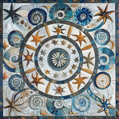 Wall Mural - seamless pattern of oceanic mandala design inspired background
