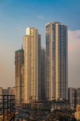 Wall Mural - Vertical aerial view of modern downtown buildings in Mumbai, India