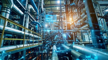 Fototapete - A smart manufacturing concept based on automation and data exchange...
