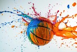 Fototapeta Sport - Vibrant Basketball ball colorful. Play competition. Generate Ai
