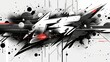 Lightning, graffiti style, black and white lines. Generated AI. 