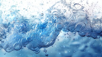Poster - Underwater fizzing air bubbles on white background. Fizzy sparkles in water, sea, aquarium, ocean. Soda pop. Underwater modern texture.