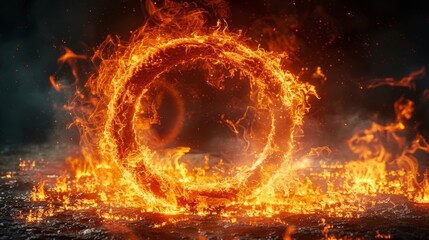 Aufkleber - Fire rings burning in the background with realistic details