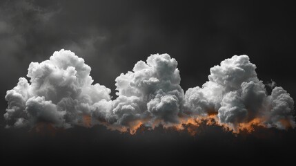 Aufkleber - A black background with white clouds, mist, or smog.