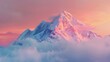 A serene image capturing the breathtaking beauty of a snow-capped mountain peak