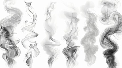 Canvas Print - Collection of smoke moderns on an isolated, transparent background. Set of realistic white smoke steam, waves from coffee, tea, cigarettes, hot food,... Fog and mist effect.