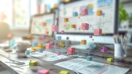 Aufkleber - Flowchart with business process and workflow automation. Hierarchical management scheme of corporate and business processes.