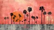 Contemporary Art Collage of Santa Monica Boulevard's Palm Trees

