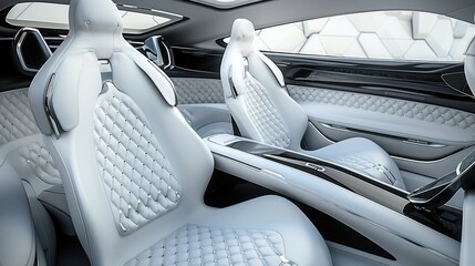 Poster - The rear console of luxury car, concept car, contracted design, futuristic. Generative AI.