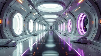 Poster - A futuristic sci-fi room, minimalist design. Generative AI.