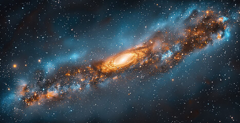 Poster - The panoramic view of the Galaxy in space. Generative AI.
