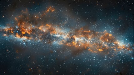 Poster - The panoramic view of the Galaxy in space. Generative AI.