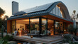 A house entirely made of solar panels. Generative AI.