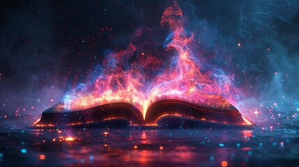 Leinwandbilder - The symbol of a digital book represents knowledge and wisdom. The symbol of a virtual book represents online learning. Modern illustration of a digital book in a futuristic style.