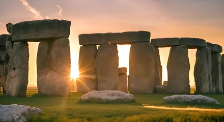 Sticker - View of a Stonehenge at sunset.