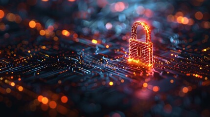 Poster - A series of binary digits entering into an electronic security mechanism illustrating data protection.