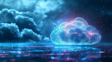 Poster - Low poly blue chat clouds with a circle and rectangle shape. Abstract geometric background. Wireframe light connection structure. Isolated  illustration.