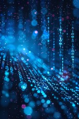Poster - Blue abstract background with binary code data. Concept related to technology and information.