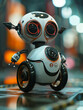 Cute small droid on a wheel, big eyes, two arms, scifi charm, no noise, low texture, 8K