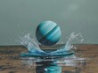 A Uranus falling into water, high speed photography perspective view angle, 2K hyper quality in the style of unknown artist