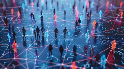 Poster - An illustration of a crowd where each person is part  AI generated illustration
